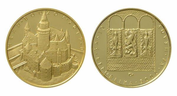 Hrad Bouzov na minci vydané ČNB
